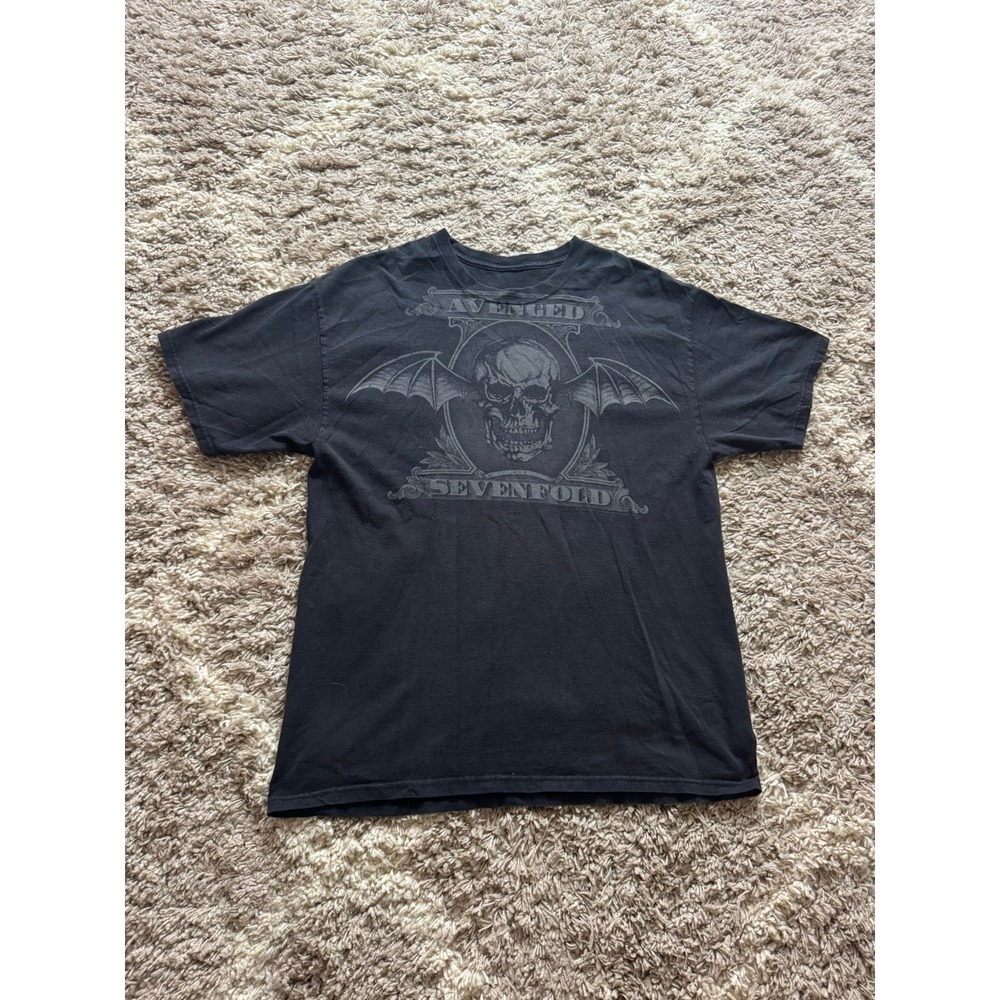 Avenged Sevenfold Deathbat Graphic Band T-Shirt Black Short Sleeve Metal Tee